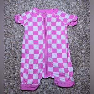 Pink and White Checkered Kids One Piece